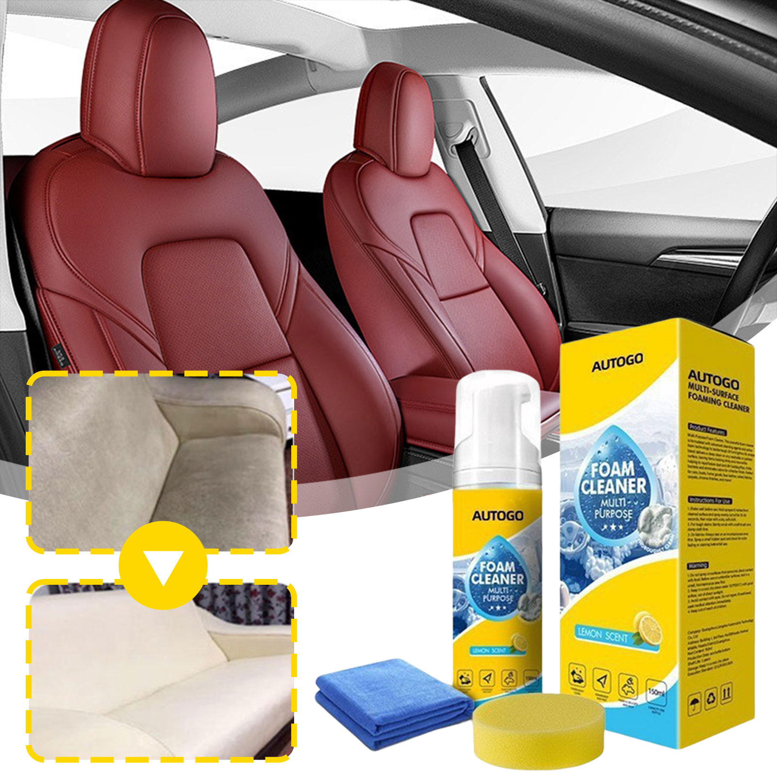 Leather Cleaner Interior - منظف ​​رغوي متعدد الأغراض لداخل السيارة،